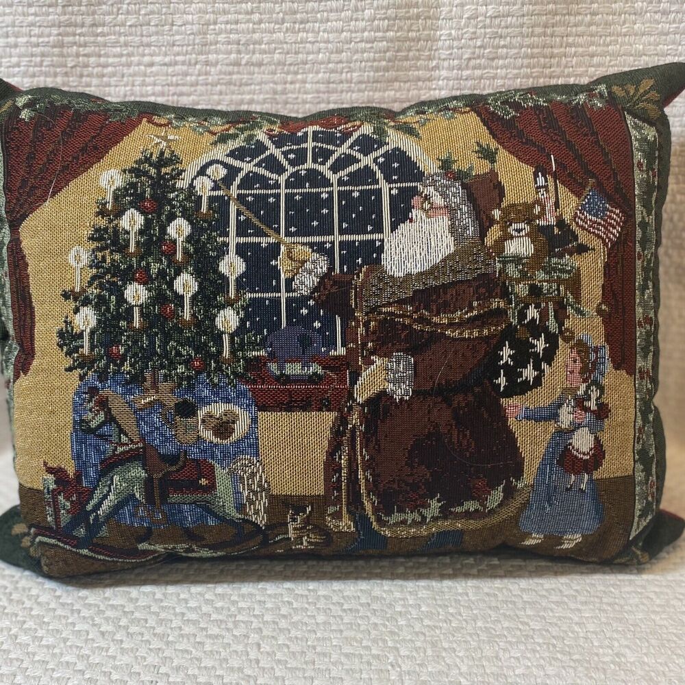 Dakota Christmas Accent Pillow Tree Santa Claus American Flag 17"x12" Holiday